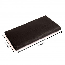 کیف پول چرم طبیعی کتی طرح کروکودیل مشکی کد 130