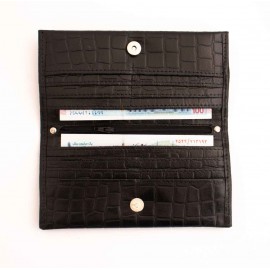 کیف پول چرم طبیعی کتی طرح مگنت دار مشکی کد 131