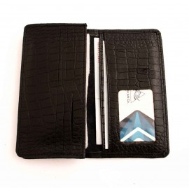 کیف پول چرم طبیعی کتی طرح مینیک کروکودیل مشکی کد 132