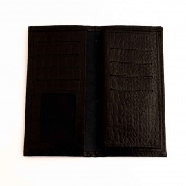 کیف پول چرم طبیعی کتی طرح کروکودیل مشکی کد 133