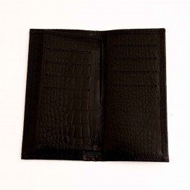 کیف پول چرم طبیعی کتی طرح کروکودیل مشکی کد 133