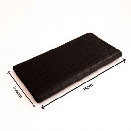 کیف پول چرم طبیعی کتی طرح کروکودیل مشکی کد 133