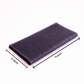 کیف پول چرم طبیعی کتی طرح کروکودیل سرمه‌ای کد 136