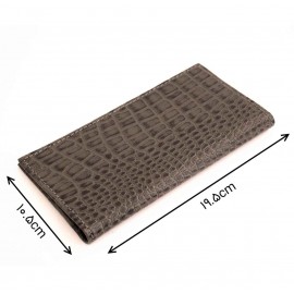 کیف پول چرم طبیعی کتی طرح کروکودیل طوسی کد 137
