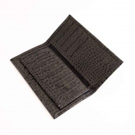 کیف پول چرم طبیعی کتی طرح کروکودیل طوسی کد 137