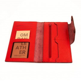 کیف پول چرم طبیعی کتی طرح فلوتر قرمز دکمه دار کد 148