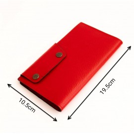 کیف پول چرم طبیعی کتی طرح فلوتر قرمز دکمه دار کد 148