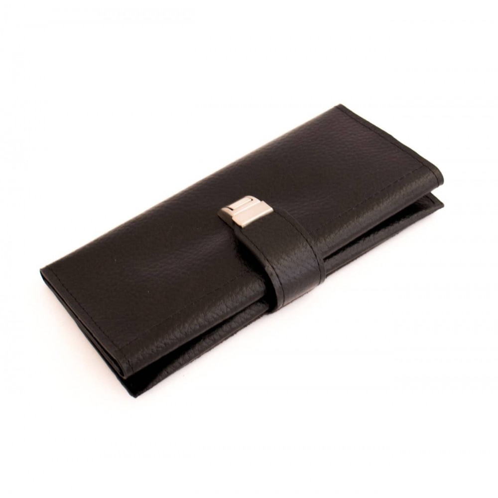 کیف پول چرم طبیعی کتی طرح فلوتر یراق چرم مشکی کد 149