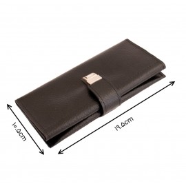 کیف پول چرم طبیعی کتی طرح فلوتر یراق چرم مشکی کد 149