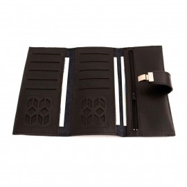 کیف پول چرم طبیعی کتی طرح فلوتر یراق چرم مشکی کد 149