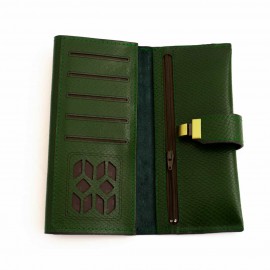 کیف پول چرم طبیعی کتی طرح فلوتر یراق چرم سبز کد 151