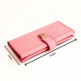 کیف پول چرم طبیعی کتی طرح فلوتر یراق چرم صورتی کد 152