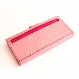 کیف پول چرم طبیعی کتی طرح فلوتر یراق چرم صورتی کد 152