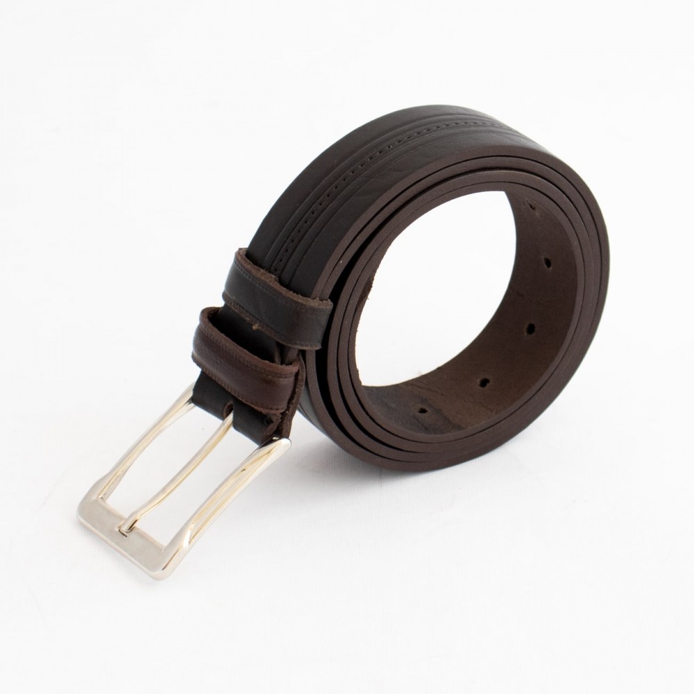 کمربند چرم طبیعی گاومیش کلاسیک مردانه قهوه ای 3.5 سانتی کد br-6021 به طول 130 سانتیمتر