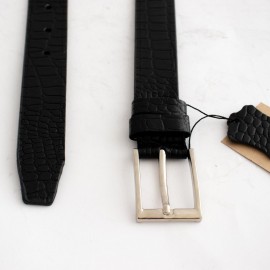 کمربند چرم طبیعی گاوی مردانه مشکی 3.5 سانتی طرح کرکودیل کد bl-6044 به طول 119 سانتیمتر