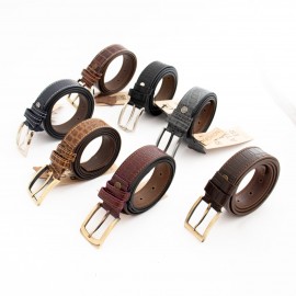 کمربند چرم طبیعی گاوی مردانه عسلی 3.5 سانتی طرح کرکودیل کد bl-6046 به طول 130 سانتیمتر