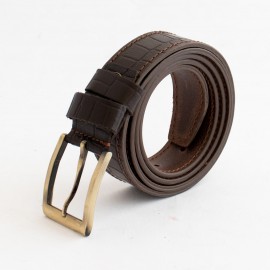 کمربند چرم طبیعی گاوی مردانه قهوه ای 3.5 سانتی طرح کرکودیل کد bl-6045 به طول 132 سانتیمتر