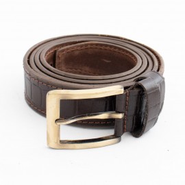 کمربند چرم طبیعی گاوی مردانه قهوه ای 3.5 سانتی طرح کرکودیل کد bl-6045 به طول 132 سانتیمتر