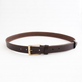 کمربند چرم طبیعی گاوی مردانه قهوه ای 3.5 سانتی طرح کرکودیل کد bl-6045 به طول 132 سانتیمتر