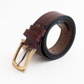 کمربند چرم طبیعی گاوی مردانه زرشکی 3.5 سانتی طرح کرکودیل کد bl-6047 به طول 128 سانتیمتر