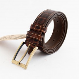 کمربند چرم طبیعی گاوی مردانه اناری 3.5 سانتی طرح کرکودیل کد bl-6048 به طول 131 سانتیمتر