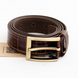 کمربند چرم طبیعی گاوی مردانه اناری 3.5 سانتی طرح کرکودیل کد bl-6048 به طول 131 سانتیمتر