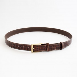 کمربند چرم طبیعی گاوی مردانه اناری 3.5 سانتی طرح کرکودیل کد bl-6048 به طول 131 سانتیمتر