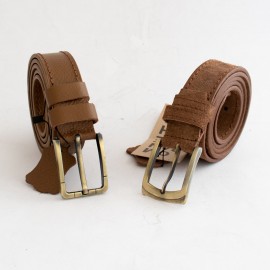 کمربند چرم طبیعی گاوی نبوک مردانه عسلی 3.5 سانتی دستدوز کد bl-6052 به طول 128 سانتیمتر