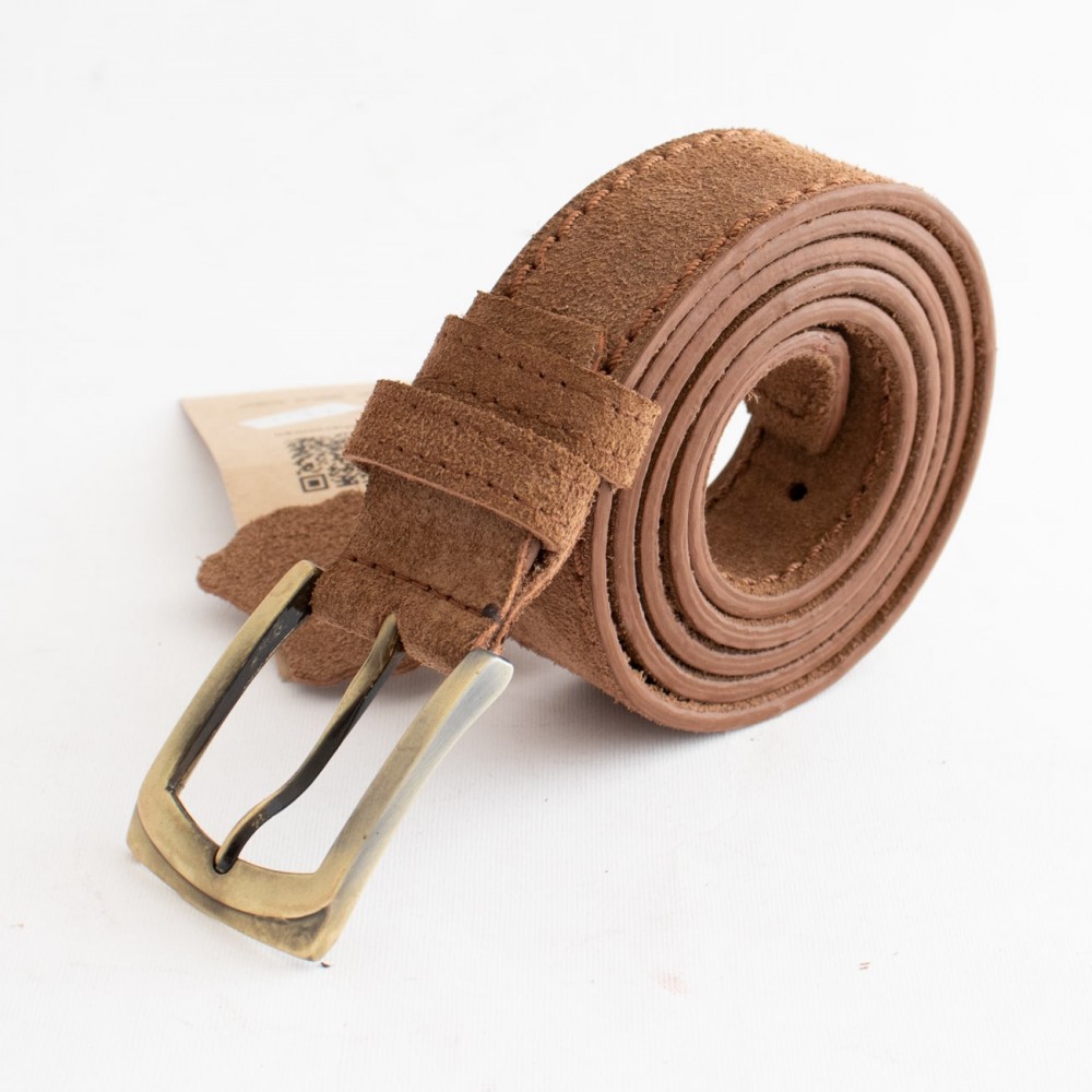 کمربند چرم طبیعی گاوی نبوک مردانه عسلی 3.5 سانتی دستدوز کد bl-6052 به طول 128 سانتیمتر
