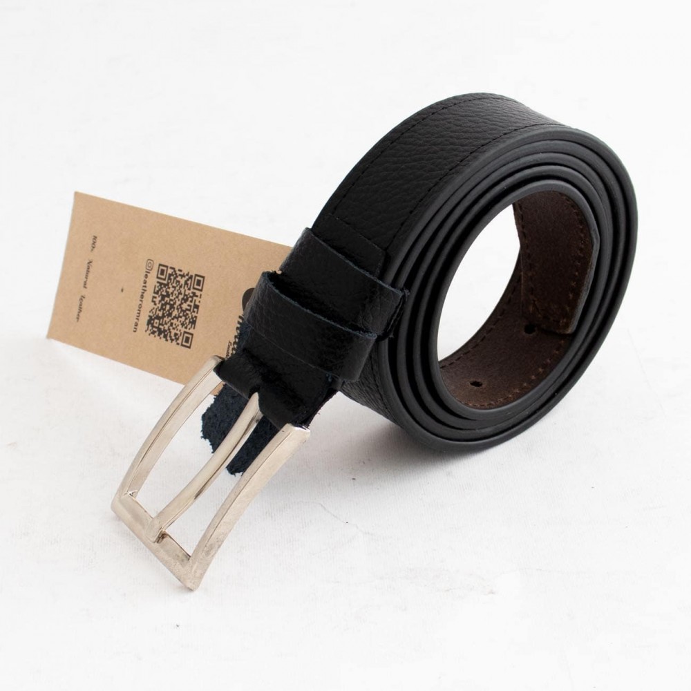کمربند چرم طبیعی گاوی مردانه فلوتر مشکی 3.5 سانتی کد bl-6053 به طول 128 سانتیمتر