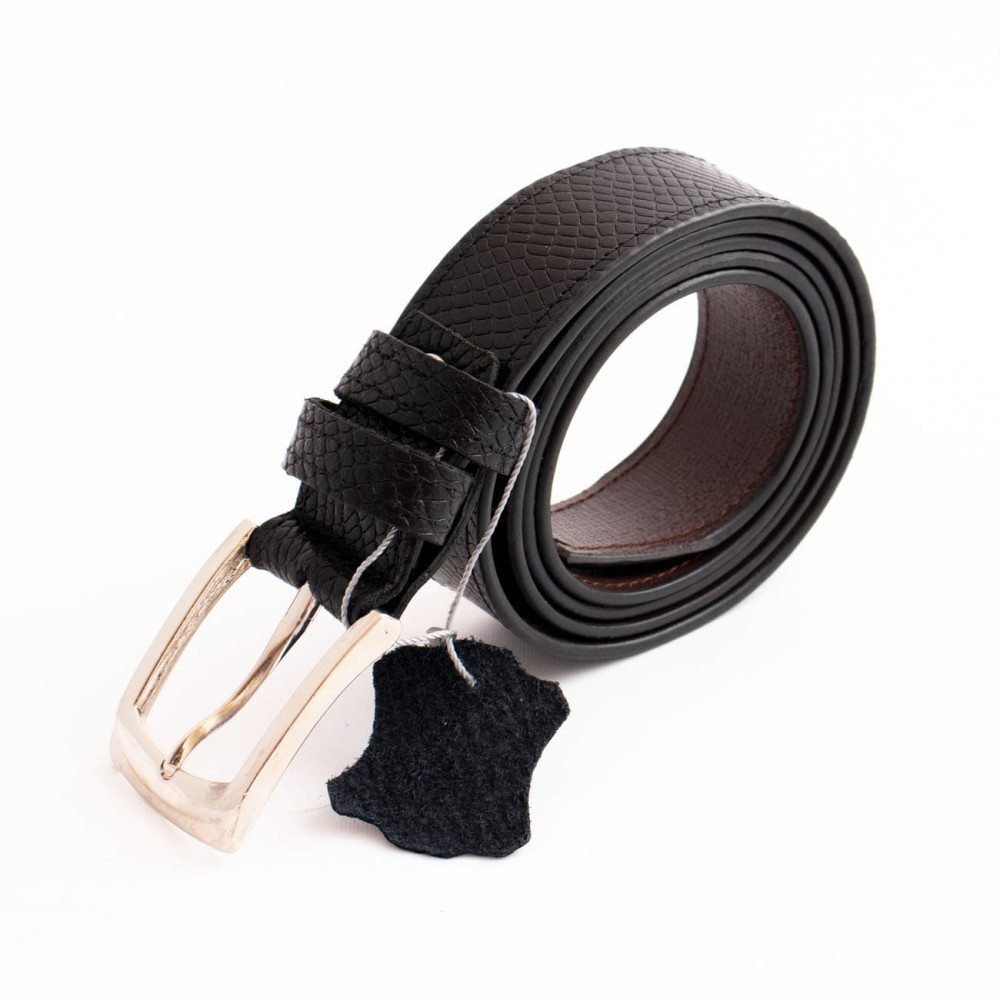 کمربند چرم طبیعی گاوی مردانه ماری پیتون مشکی 3.5 سانتی کد bl-6060 به طول 130 سانتیمتر