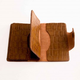 جاکارتی چرم طبیعی طرح کروکودیل عسلی کد 146