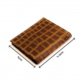 جاکارتی چرم طبیعی طرح کروکودیل قهوه‌ای کد 154