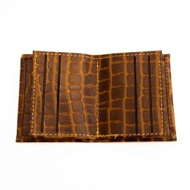 جاکارتی چرم طبیعی طرح کروکودیل قهوه‌ای کد 154