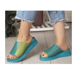 صندل زنانه چرم طبیعی فیروزه ای-سبز کد 221 | طبی، راحت و مناسب استفاده روزمره