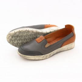 کفش چرم طبیعی زنانه تابستانی مدل مارین طوسی و عسلی maryan