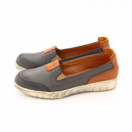 کفش چرم طبیعی زنانه تابستانی مدل مارین طوسی و عسلی maryan