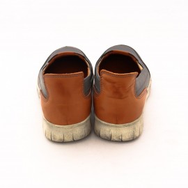 کفش چرم طبیعی زنانه تابستانی مدل مارین طوسی و عسلی maryan