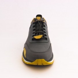 کفش چرم طبیعی مردانه اسپرت مدل ماهان طوسی و زرد