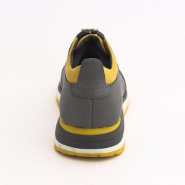 کفش چرم طبیعی مردانه اسپرت مدل ماهان طوسی و زرد