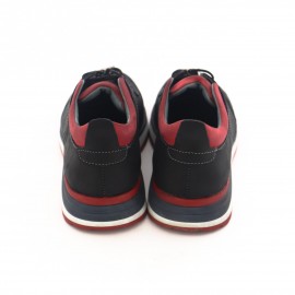 کفش چرم طبیعی مردانه اسپرت مدل ماهان مشکی و قرمز