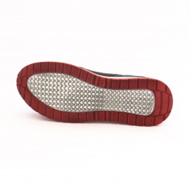 کفش چرم طبیعی مردانه اسپرت مدل ماهان مشکی و قرمز