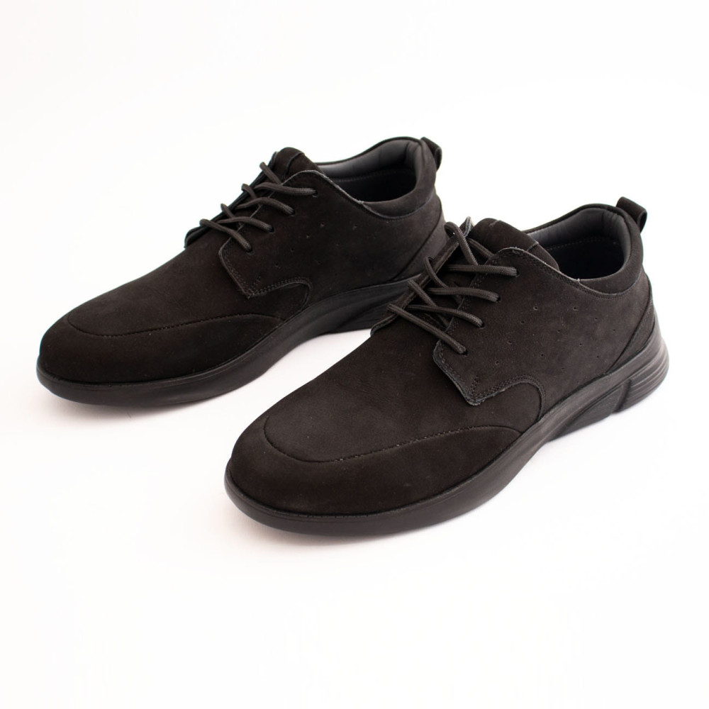 کفش چرم طبیعی مردانه راحتی مدل ارشیا جیر مشکی arshia