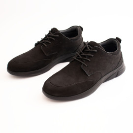 کفش چرم طبیعی مردانه راحتی مدل ارشیا جیر مشکی arshia