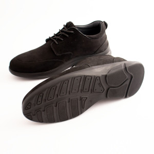 کفش چرم طبیعی مردانه راحتی مدل ارشیا جیر مشکی arshia