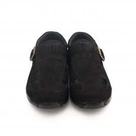 کفش چرم طبیعی مردانه تابستانی نبوک مدل آتیلا مشکی