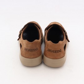 کفش چرم طبیعی مردانه تابستانی نبوک مدل ارمیا خاکی ermya