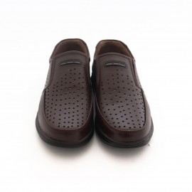 کفش چرم طبیعی مردانه تابستانی مدل آرمان قهوه‌ای