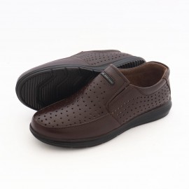 کفش چرم طبیعی مردانه تابستانی مدل آرمان قهوه‌ای