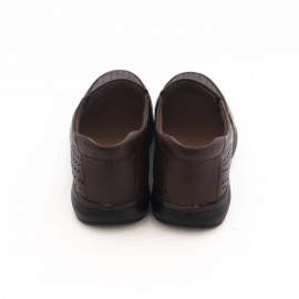 کفش چرم طبیعی مردانه تابستانی مدل آرمان قهوه‌ای